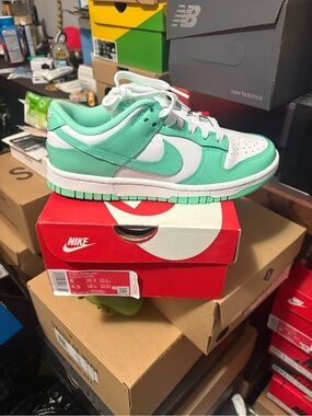 Nike Dunk Low Mint & White Leather Sneakers
